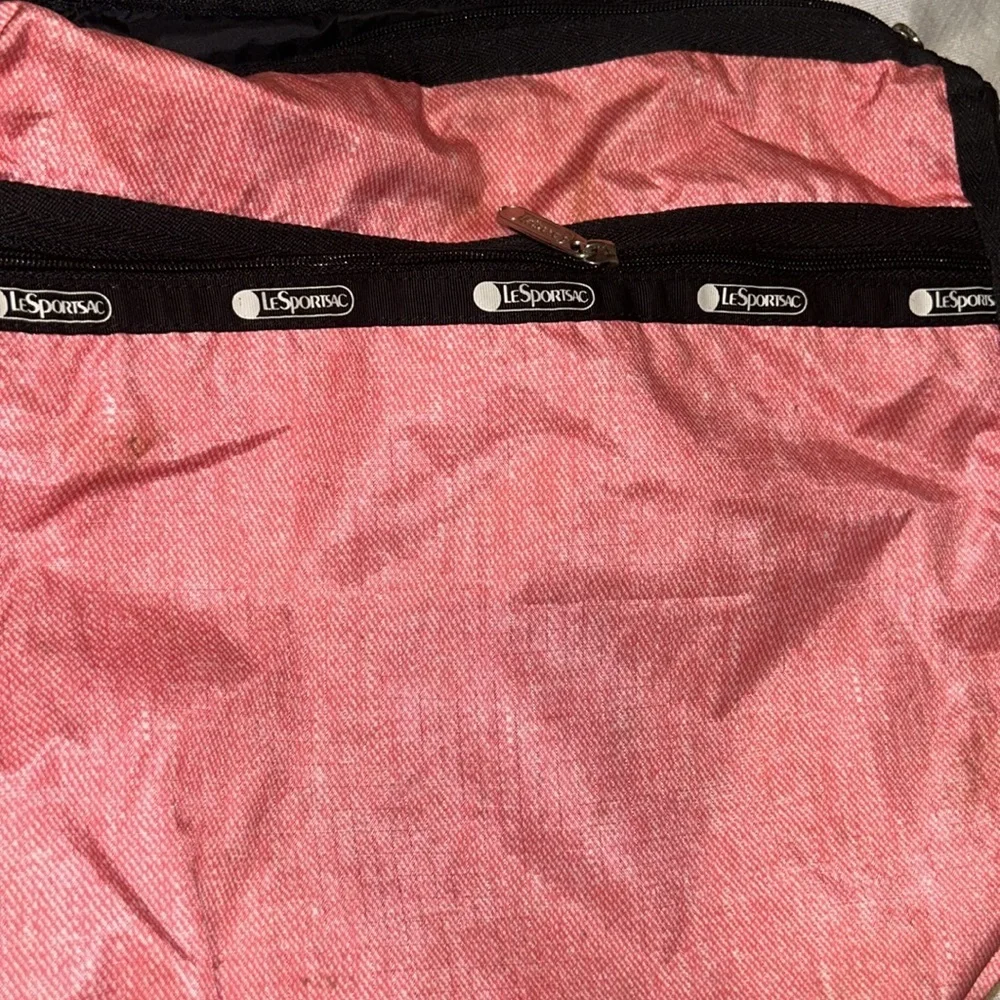 Lesportsac Pink Crossbody Hobo Bag with Black Trim